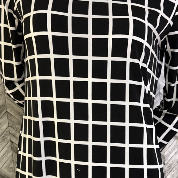 MICHAEL KORS Filigree Checkered Print Shift Dress Black, medium - Picture 3 of 11